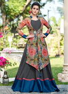Sea Green Colour Latest Fancy Designer Wedding Wear Tusser Silk Digital Print Heavy Work Stylish Gown Collection 9009
